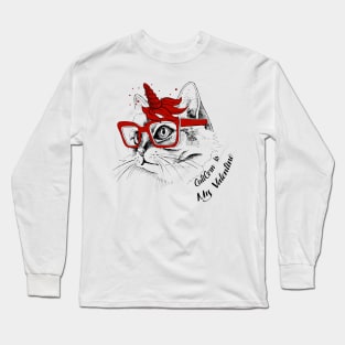 Caticorn Is My Valentine, Unicorn Valentine Long Sleeve T-Shirt